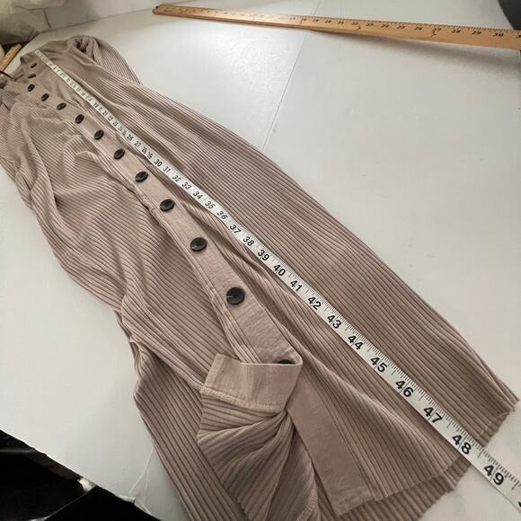 Enza Costa Womens Viscose Rib Cardigan Midi Long Sleeve Dress NEW Sz S Oatmeal - Picture 9 of 10